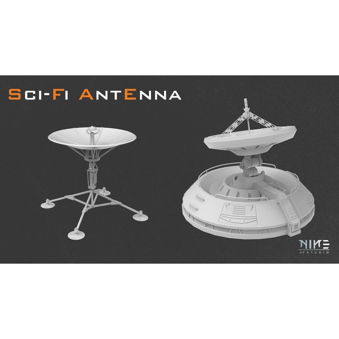 Sci-fi Antenna 3D Model – Futuristic Telecommunication Structures, FBX & OBJ - View 7