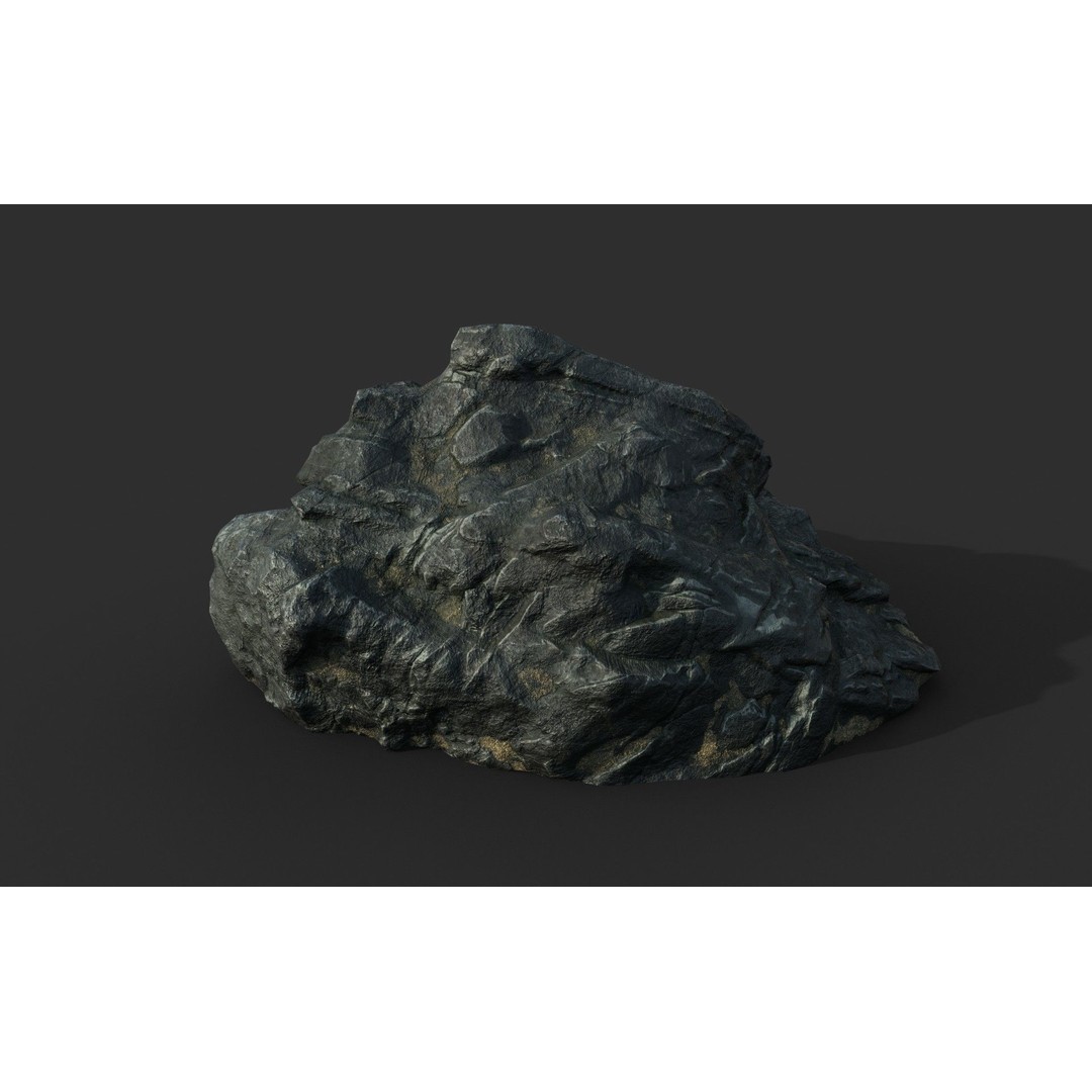 Black Beach Rock Collection 3D Model – Low Poly PBR Textures, FBX & OBJ - View 11