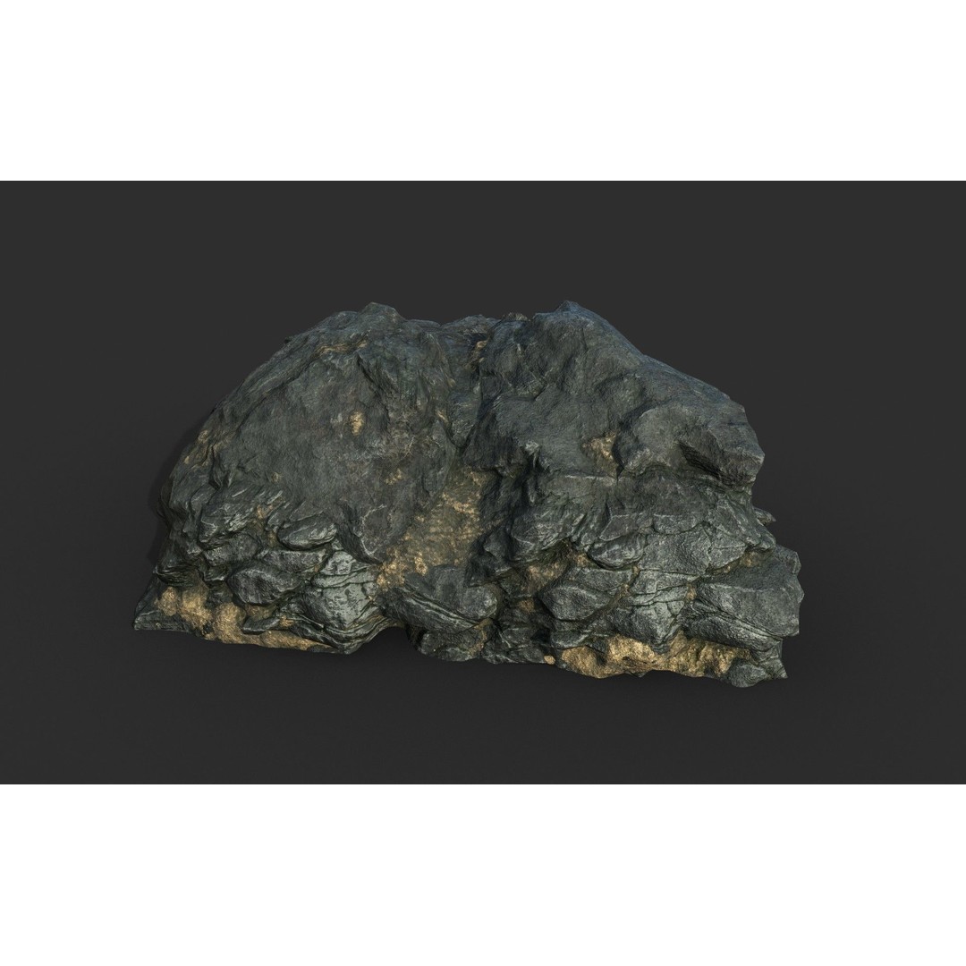 Black Beach Rock Collection 3D Model – Low Poly PBR Textures, FBX & OBJ - View 25