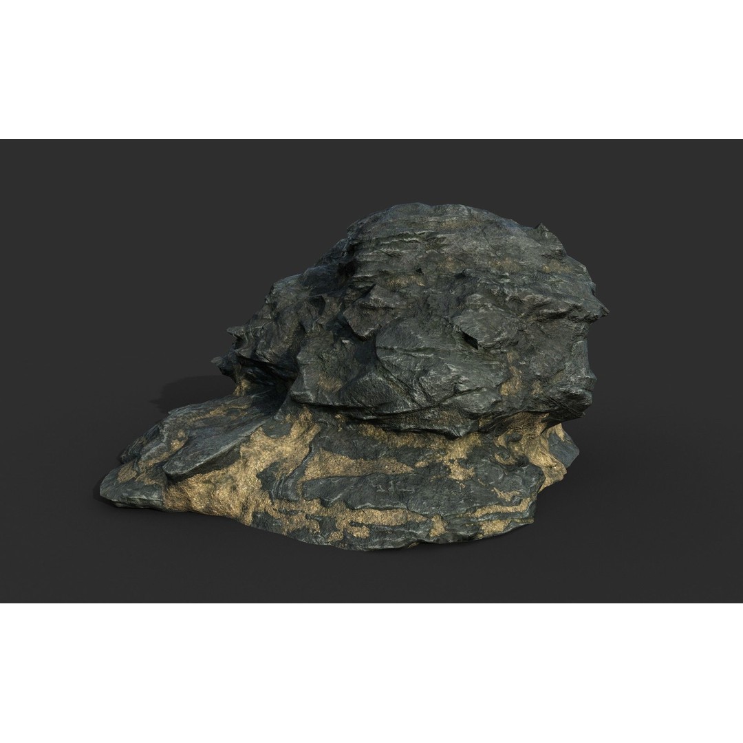 Black Beach Rock Collection 3D Model – Low Poly PBR Textures, FBX & OBJ - View 34