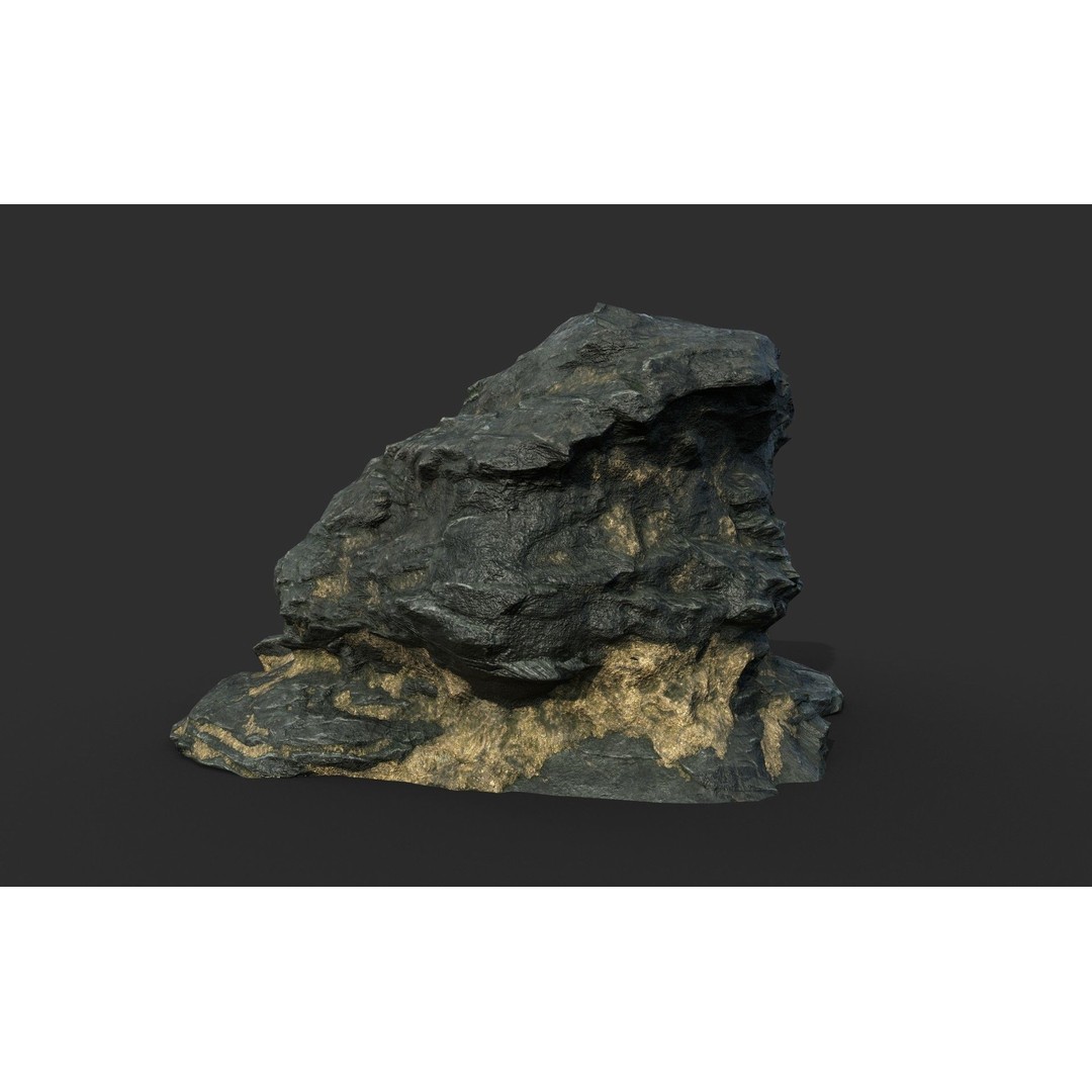Black Beach Rock Collection 3D Model – Low Poly PBR Textures, FBX & OBJ - View 35