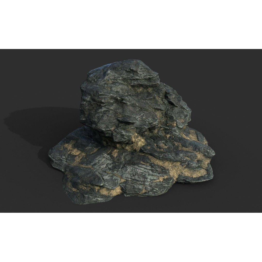 Black Beach Rock Collection 3D Model – Low Poly PBR Textures, FBX & OBJ - View 36