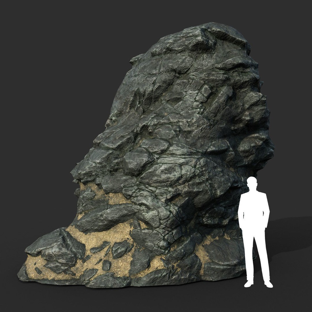 Black Beach Rock Collection 3D Model – Low Poly PBR Textures, FBX & OBJ - View 38