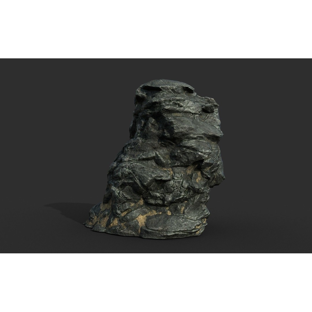 Black Beach Rock Collection 3D Model – Low Poly PBR Textures, FBX & OBJ - View 39