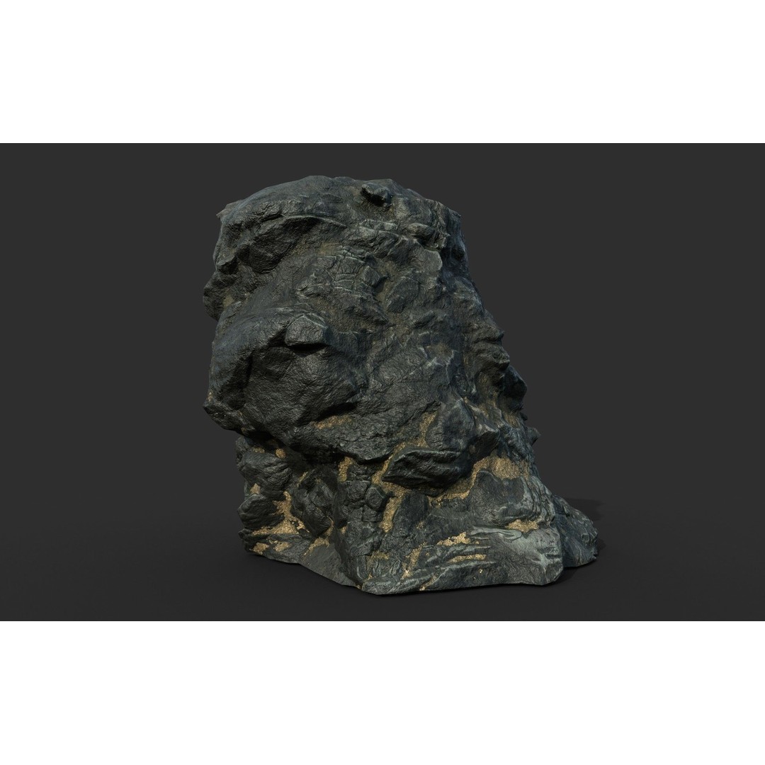 Black Beach Rock Collection 3D Model – Low Poly PBR Textures, FBX & OBJ - View 41