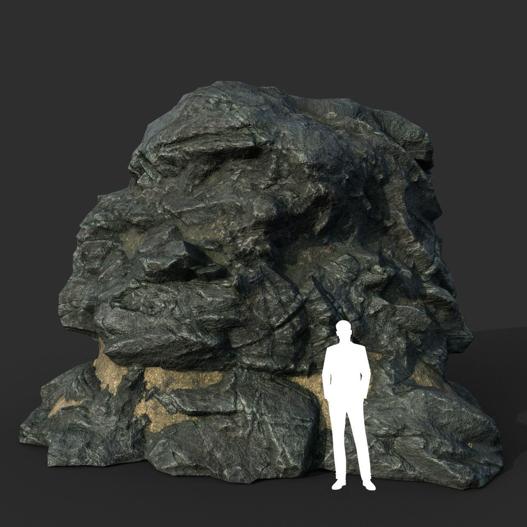 Black Beach Rock Collection 3D Model – Low Poly PBR Textures, FBX & OBJ - View 43