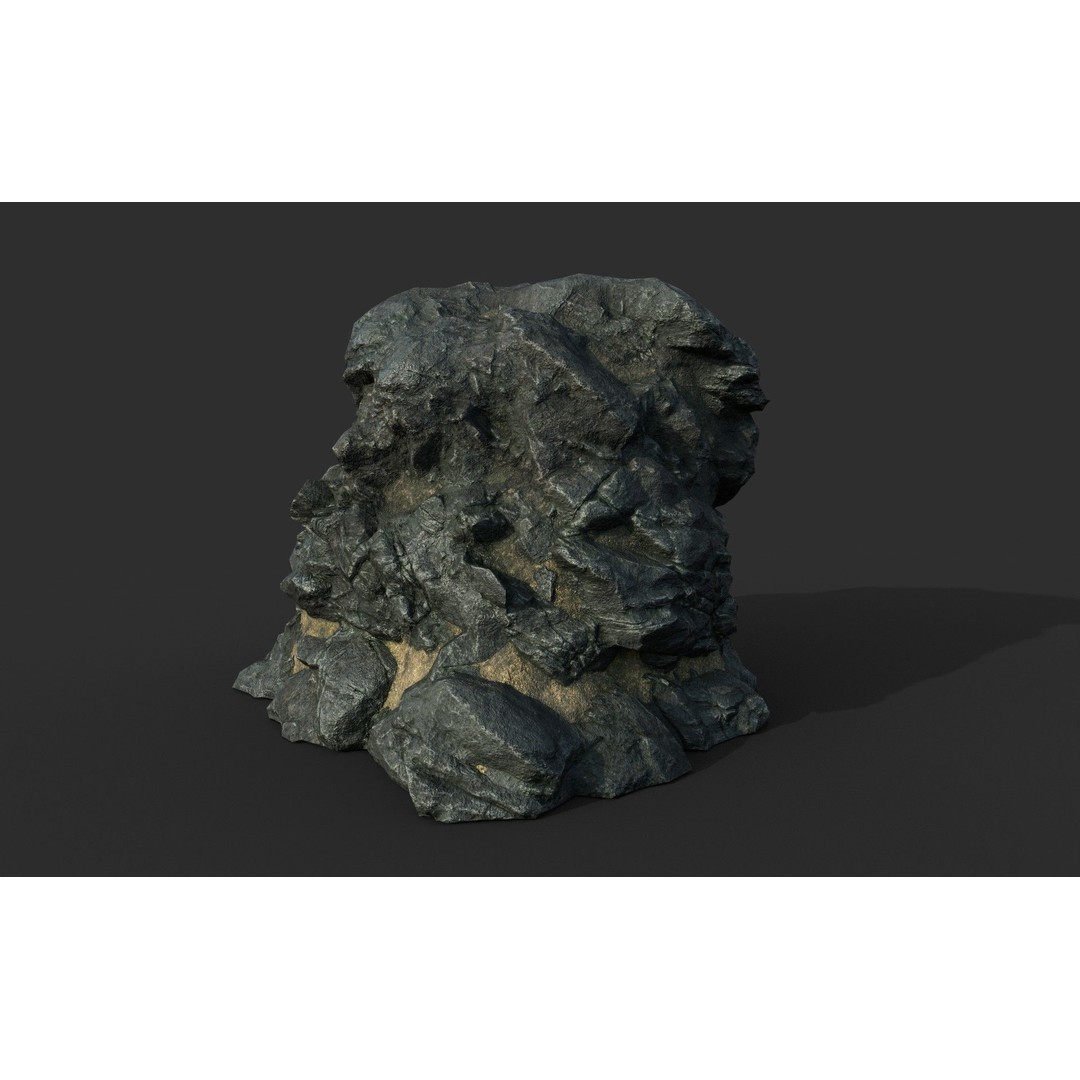 Black Beach Rock Collection 3D Model – Low Poly PBR Textures, FBX & OBJ - View 44