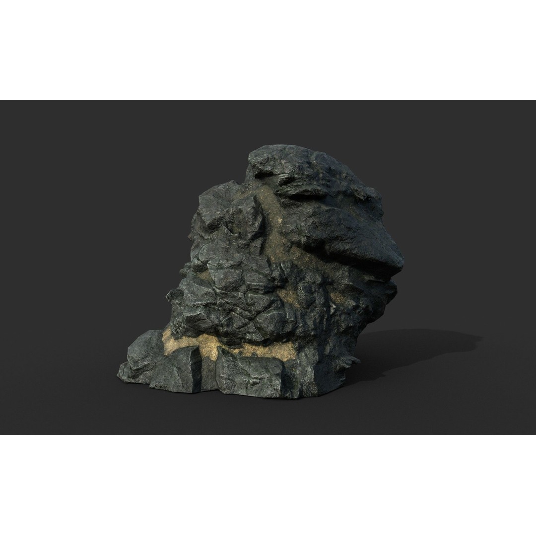 Black Beach Rock Collection 3D Model – Low Poly PBR Textures, FBX & OBJ - View 45
