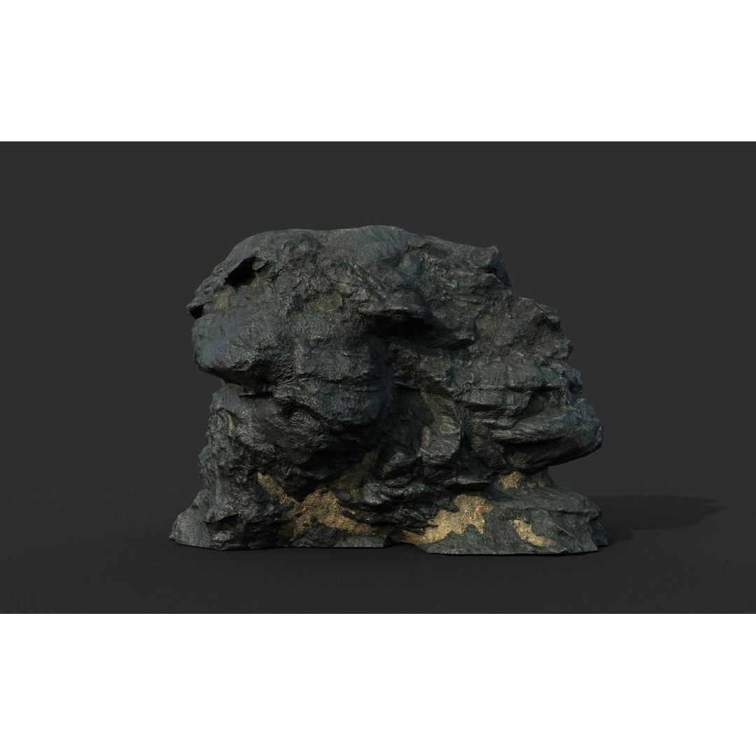 Black Beach Rock Collection 3D Model – Low Poly PBR Textures, FBX & OBJ - View 46