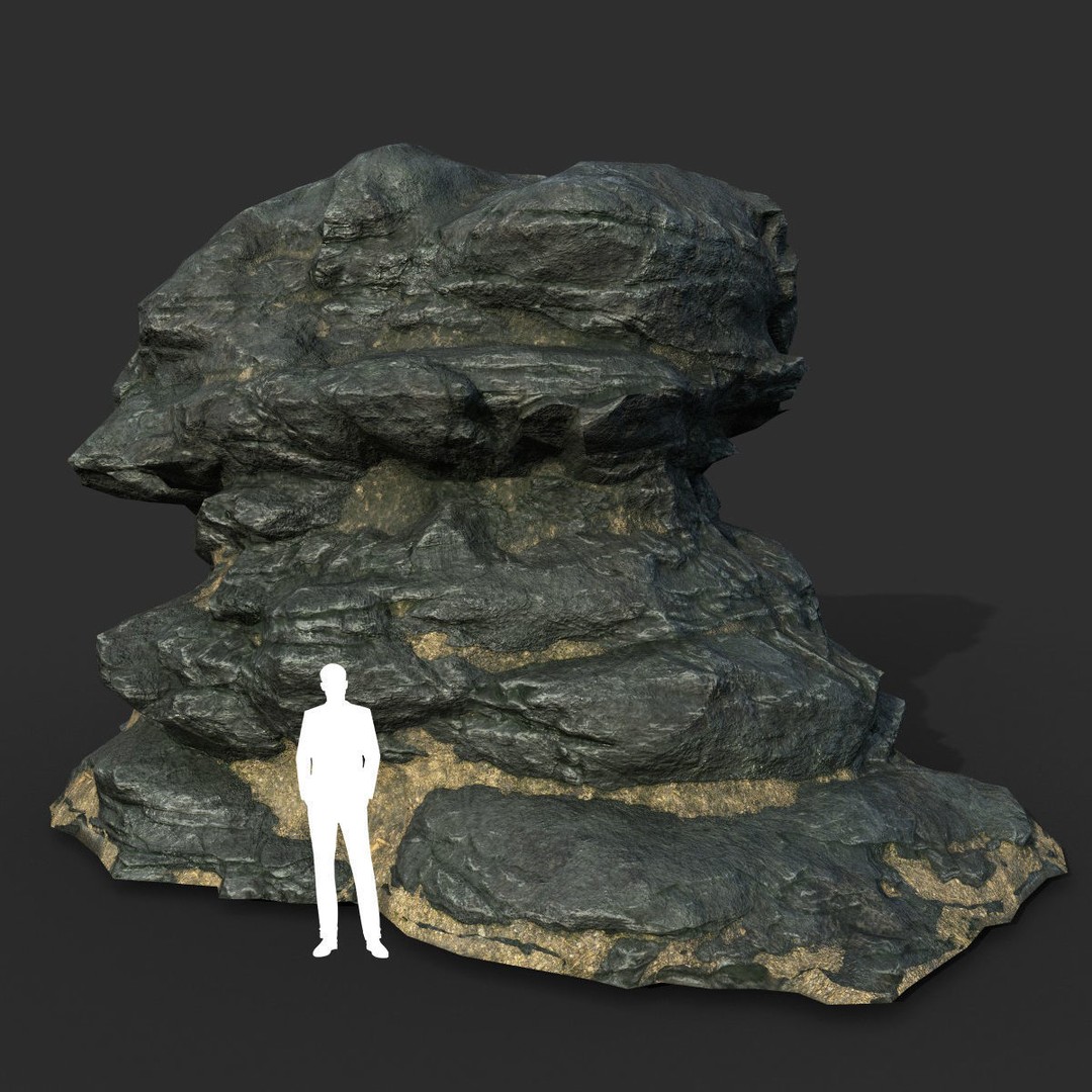 Black Beach Rock Collection 3D Model – Low Poly PBR Textures, FBX & OBJ - View 48