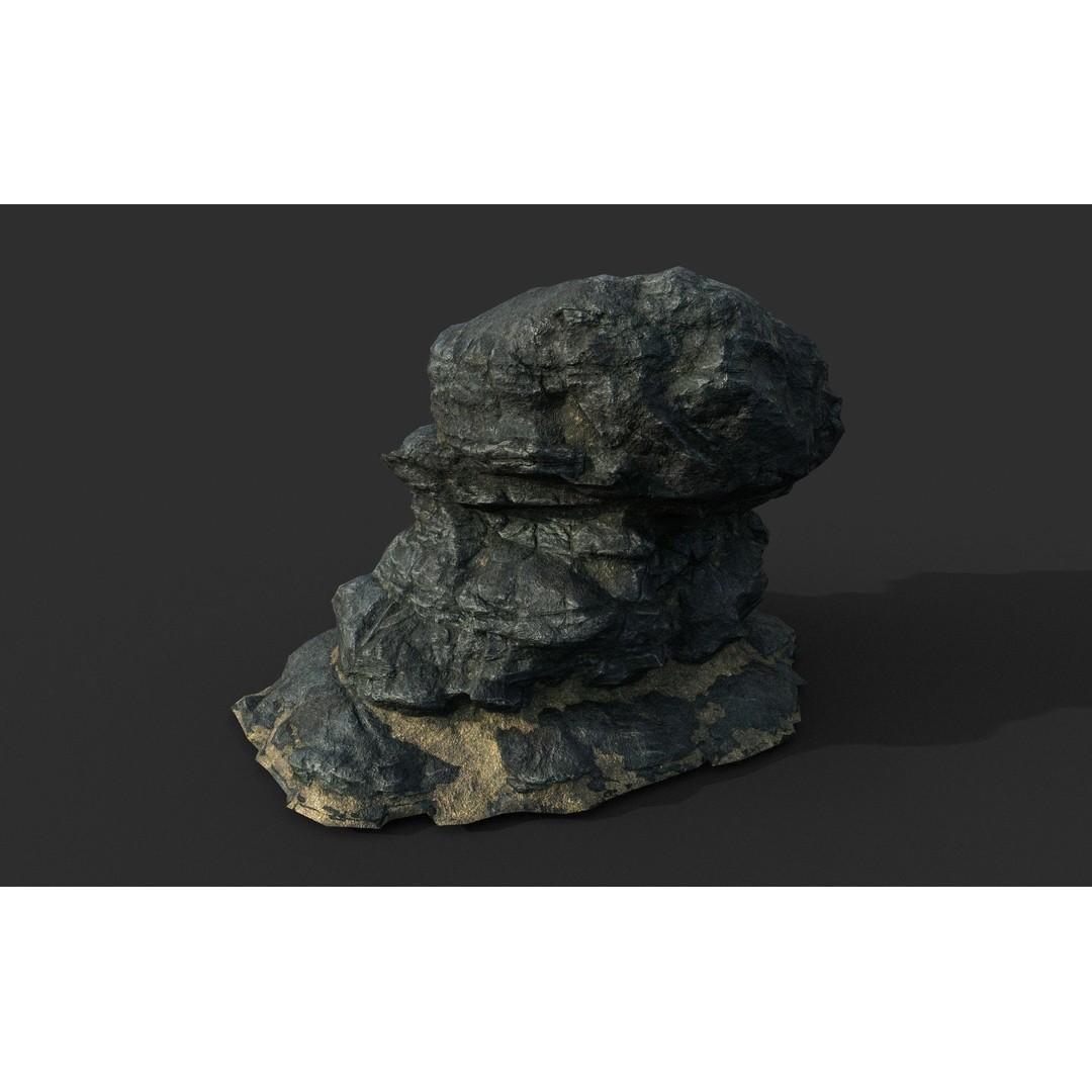 Black Beach Rock Collection 3D Model – Low Poly PBR Textures, FBX & OBJ - View 49