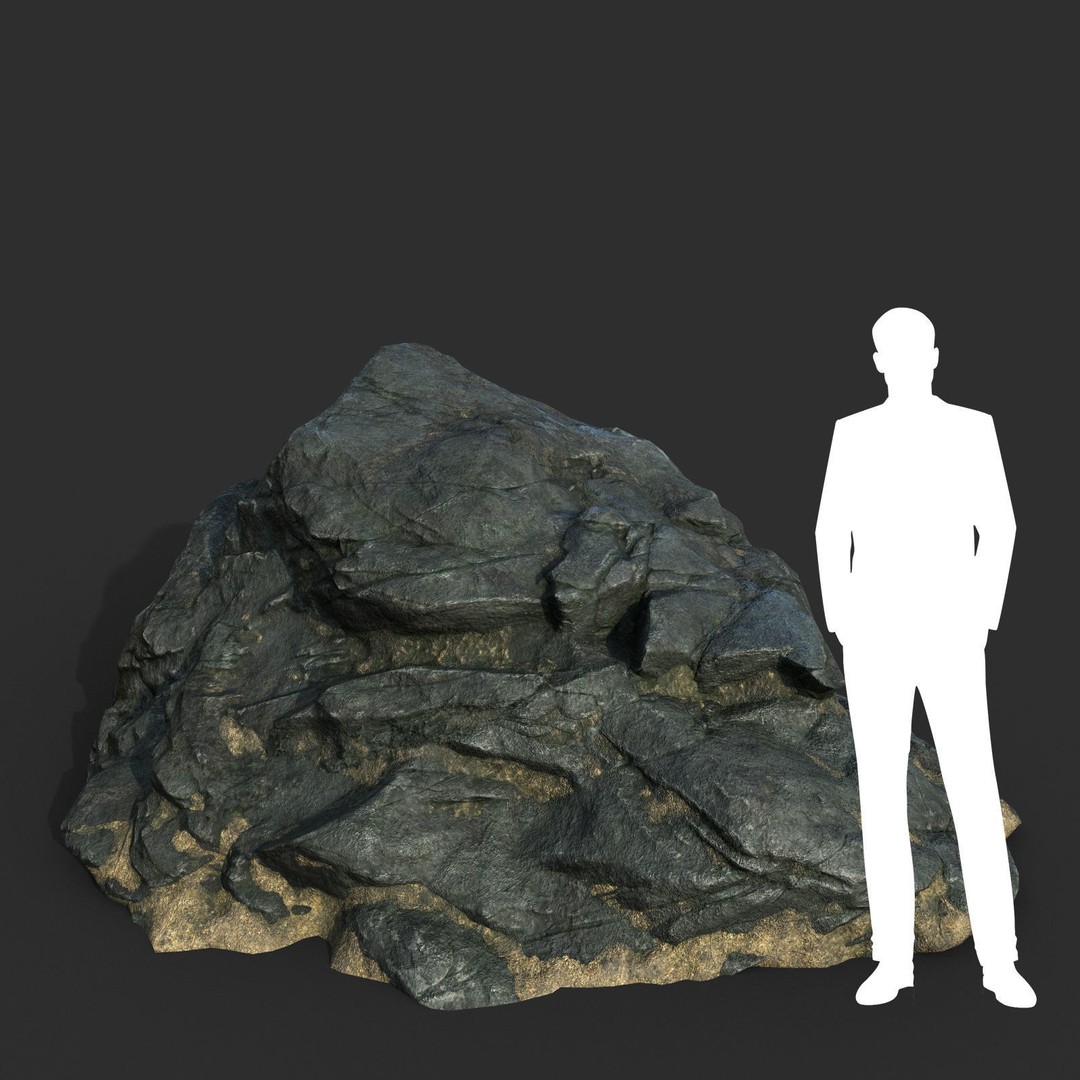 Black Beach Rock Collection 3D Model – Low Poly PBR Textures, FBX & OBJ - View 8