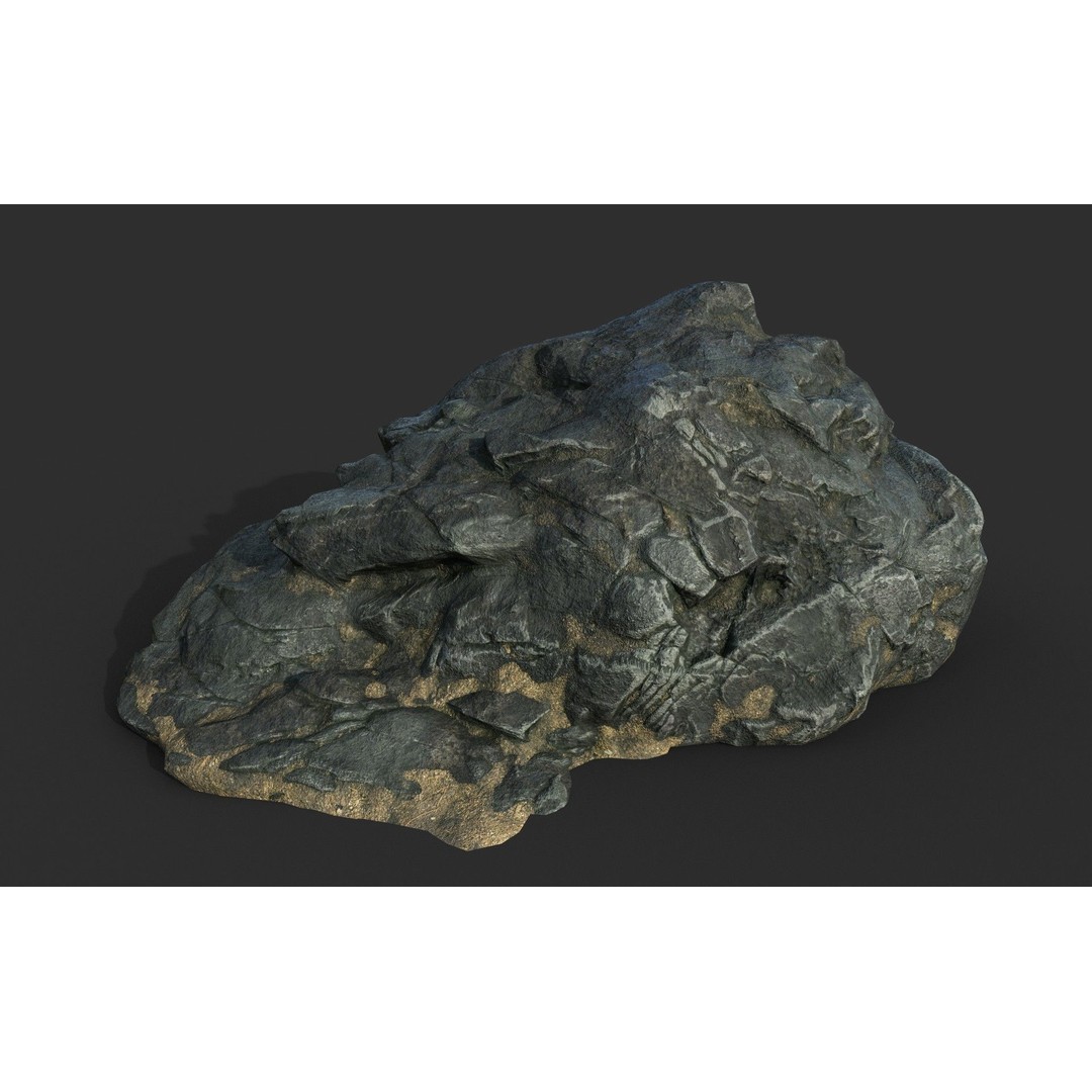 Black Beach Rock Collection 3D Model – Low Poly PBR Textures, FBX & OBJ - View 9