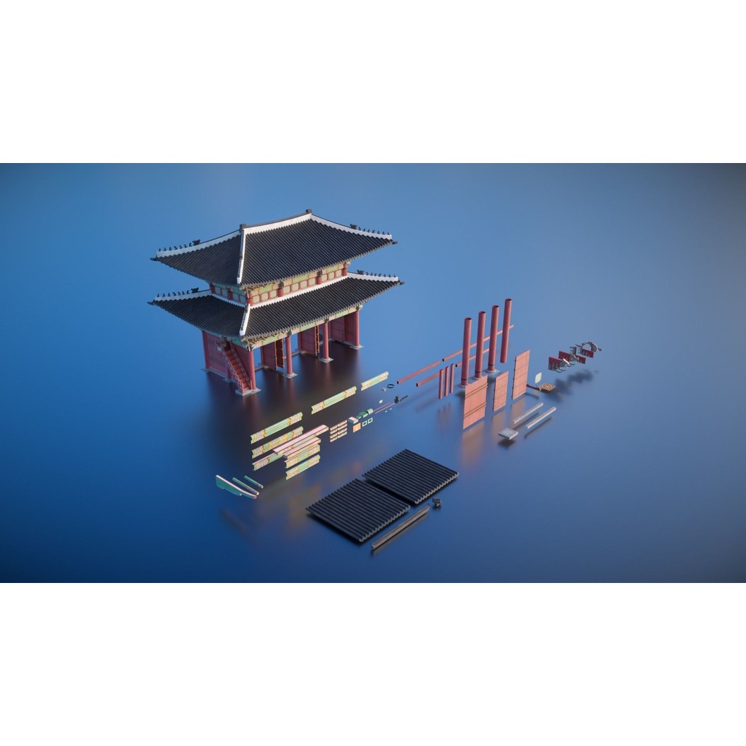 Gyeongbokgung Geunjeongmun Gate 3D Model – Historic Korean Palace, PBR Textures - View 11
