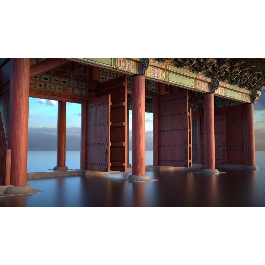 Gyeongbokgung Geunjeongmun Gate 3D Model – Historic Korean Palace, PBR Textures - View 7