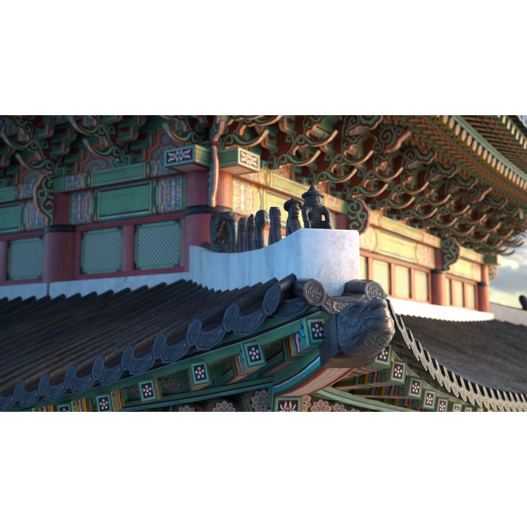 Gyeongbokgung Geunjeongmun Gate 3D Model – Historic Korean Palace, PBR Textures - View 9