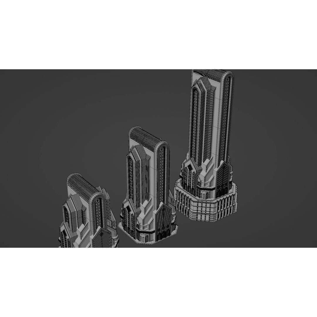 Fantasy Building 3D Model – Art Deco Low Poly Architecture, FBX