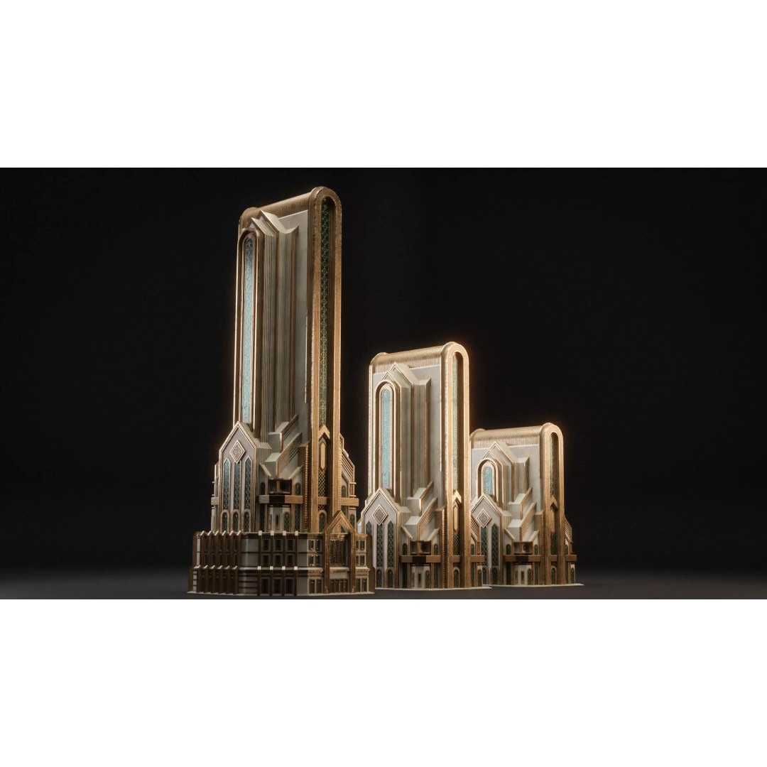 Fantasy Building 3D Model – Art Deco Low Poly Architecture, FBX - View 11