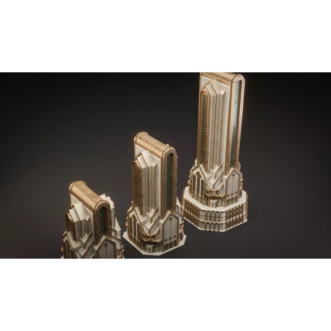 Fantasy Building 3D Model – Art Deco Low Poly Architecture, FBX - View 13