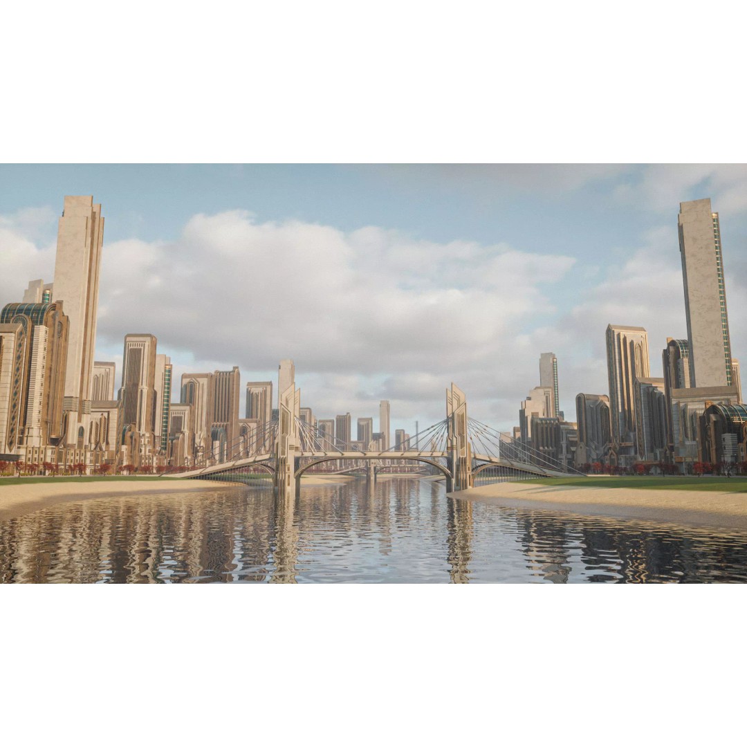 Fantasy Building 3D Model – Art Deco Low Poly Architecture, FBX - View 16