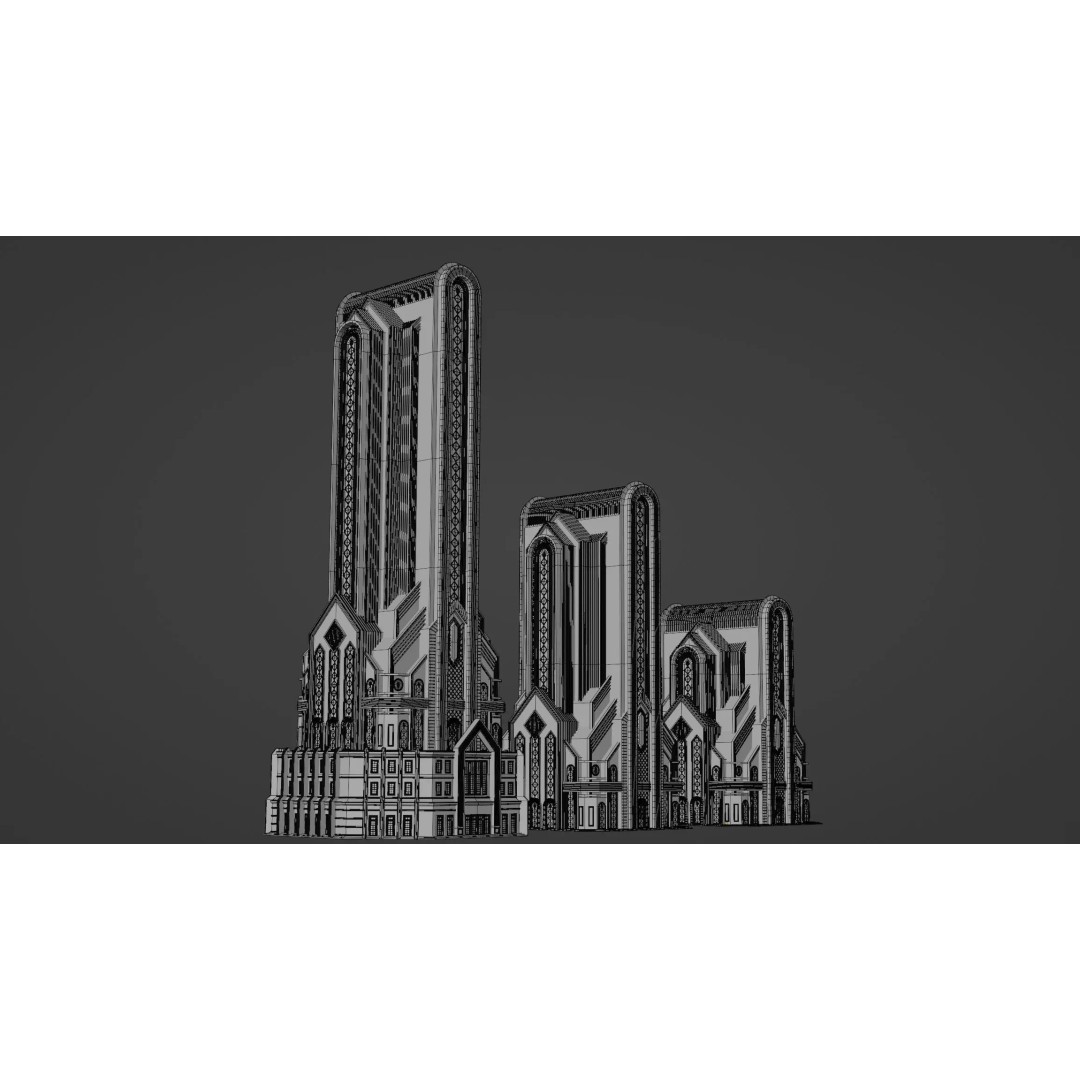 Fantasy Building 3D Model – Art Deco Low Poly Architecture, FBX - View 19