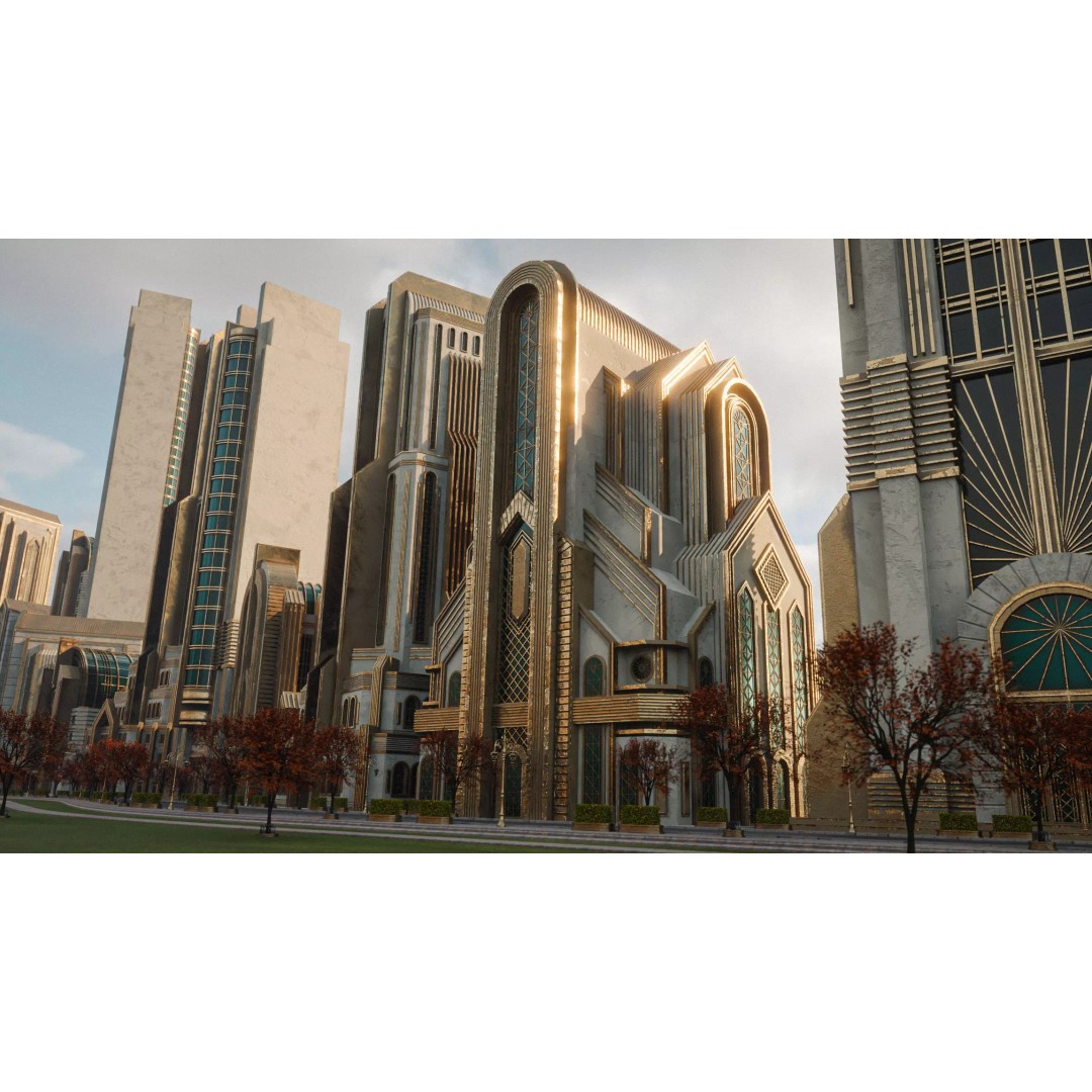 Fantasy Building 3D Model – Art Deco Low Poly Architecture, FBX - View 2