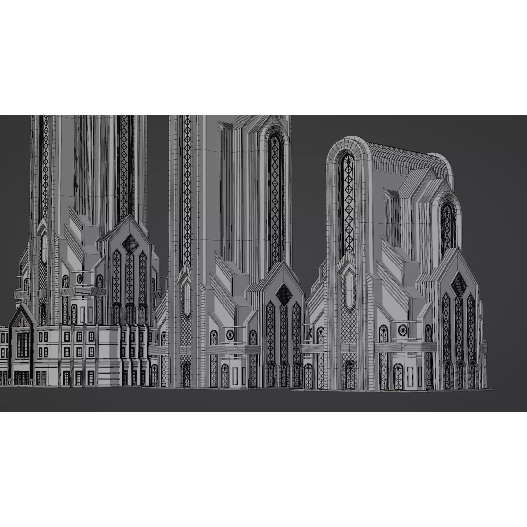 Fantasy Building 3D Model – Art Deco Low Poly Architecture, FBX - View 21