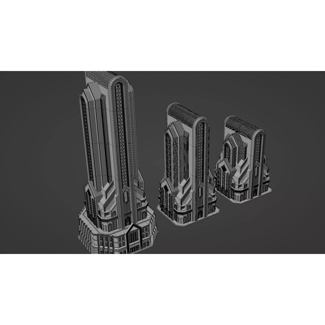 Fantasy Building 3D Model – Art Deco Low Poly Architecture, FBX - View 22