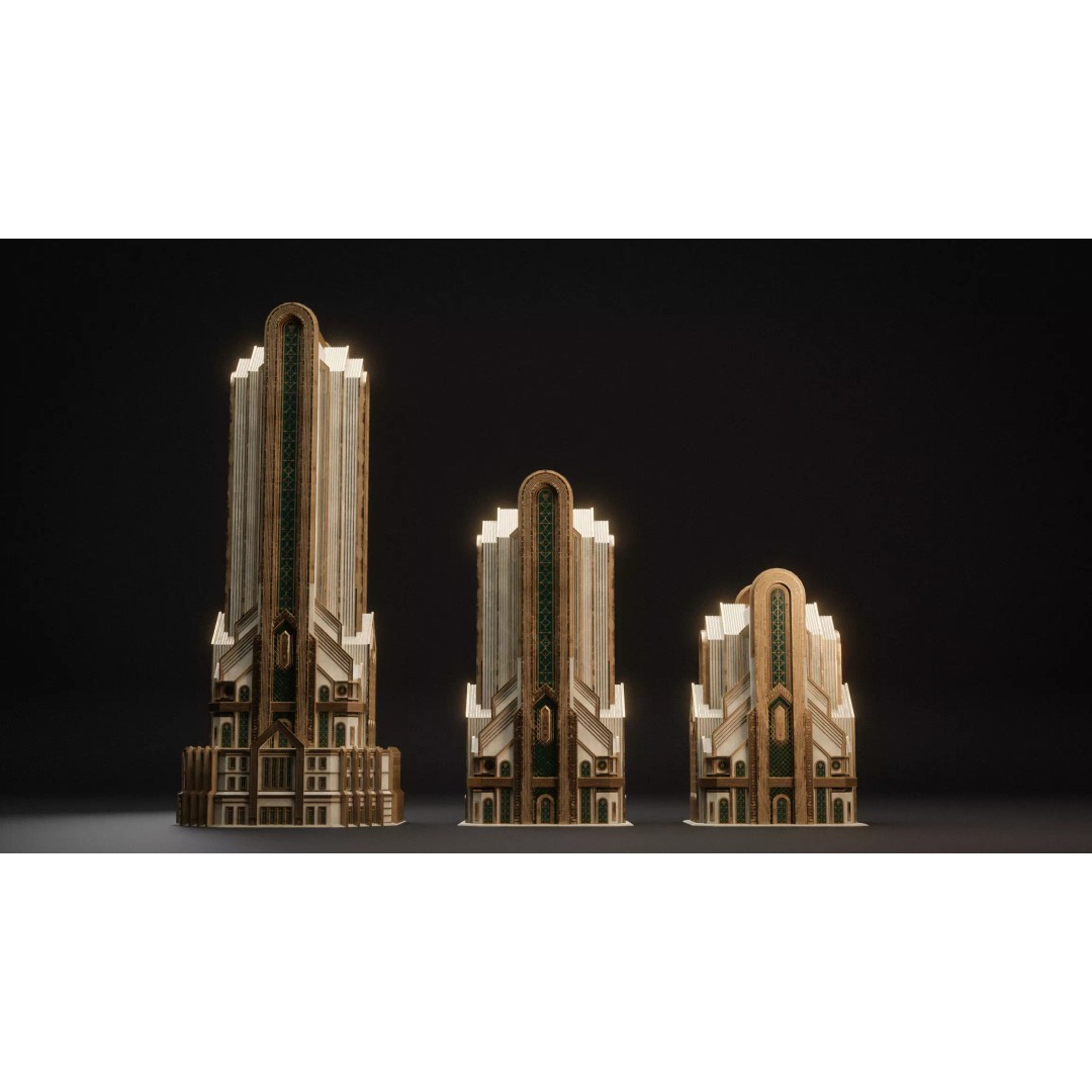 Fantasy Building 3D Model – Art Deco Low Poly Architecture, FBX - View 4