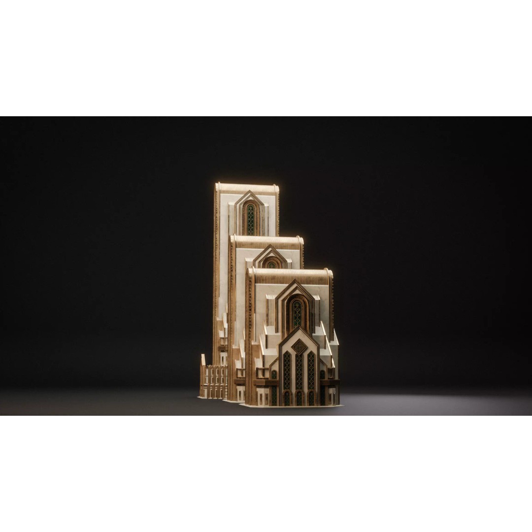 Fantasy Building 3D Model – Art Deco Low Poly Architecture, FBX - View 6