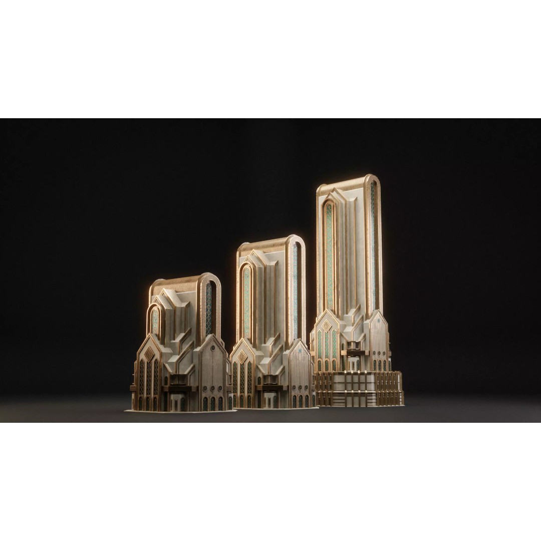 Fantasy Building 3D Model – Art Deco Low Poly Architecture, FBX - View 7
