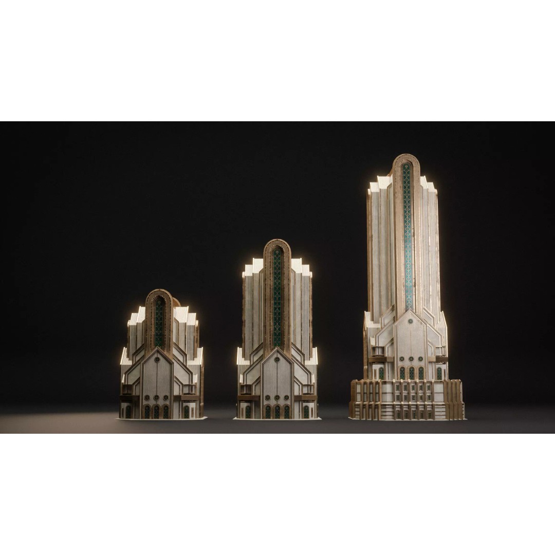 Fantasy Building 3D Model – Art Deco Low Poly Architecture, FBX - View 8