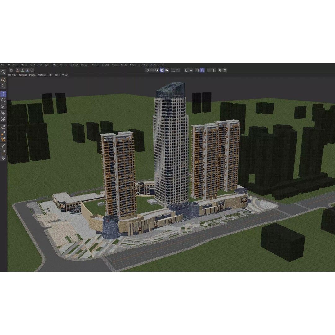 Mixed-Use Skyscraper Complex 3D Model – High-Quality Archviz Asset, FBX, OBJ - View 8
