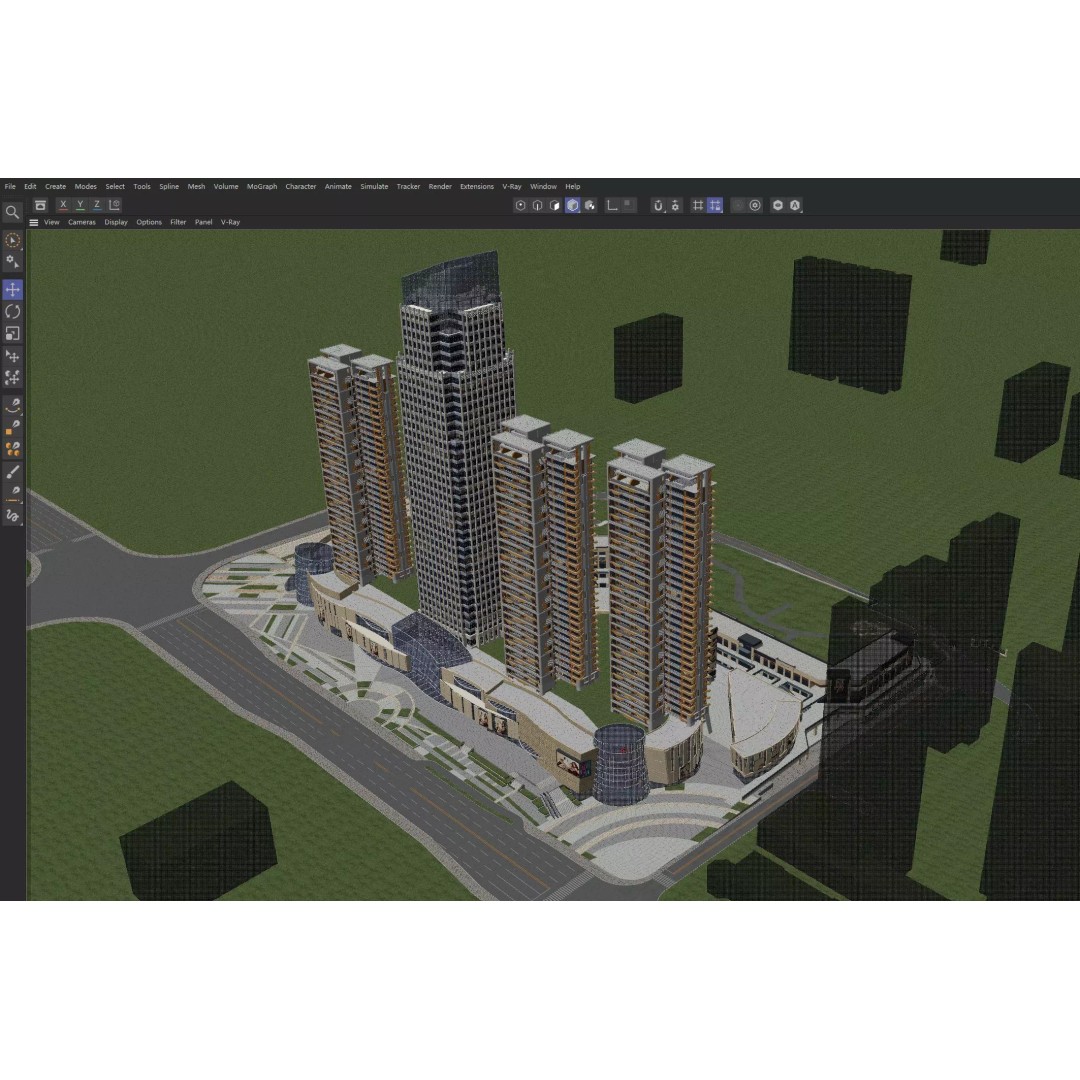 Mixed-Use Skyscraper Complex 3D Model – High-Quality Archviz Asset, FBX, OBJ - View 9