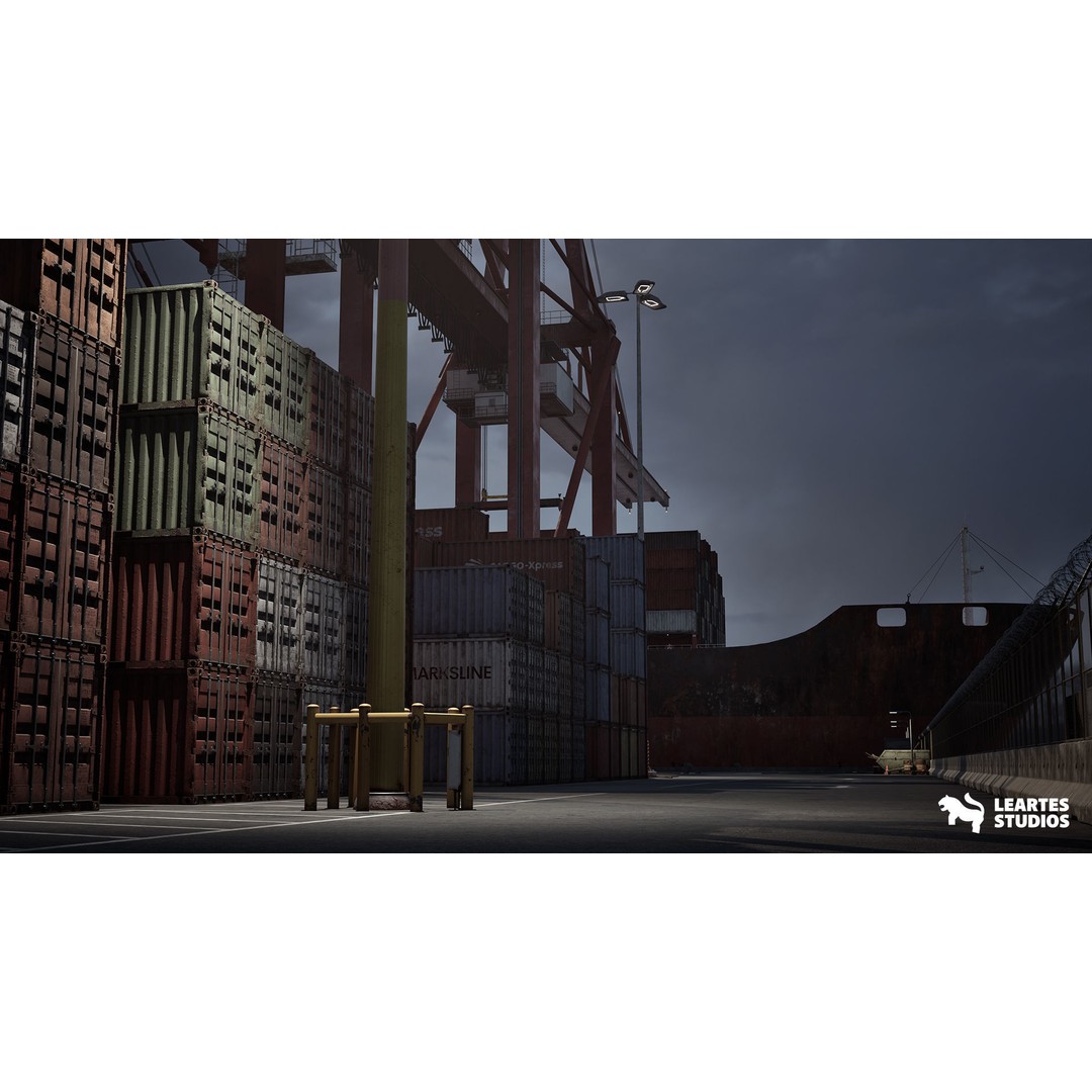 Container Port 3D Model – Low Poly Game Asset, FBX, PBR, 522 Meshes - View 11