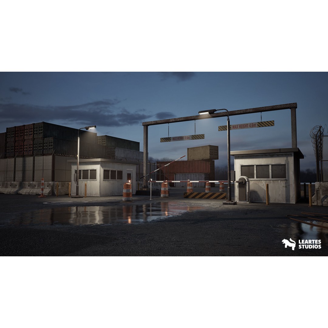 Container Port 3D Model – Low Poly Game Asset, FBX, PBR, 522 Meshes - View 12