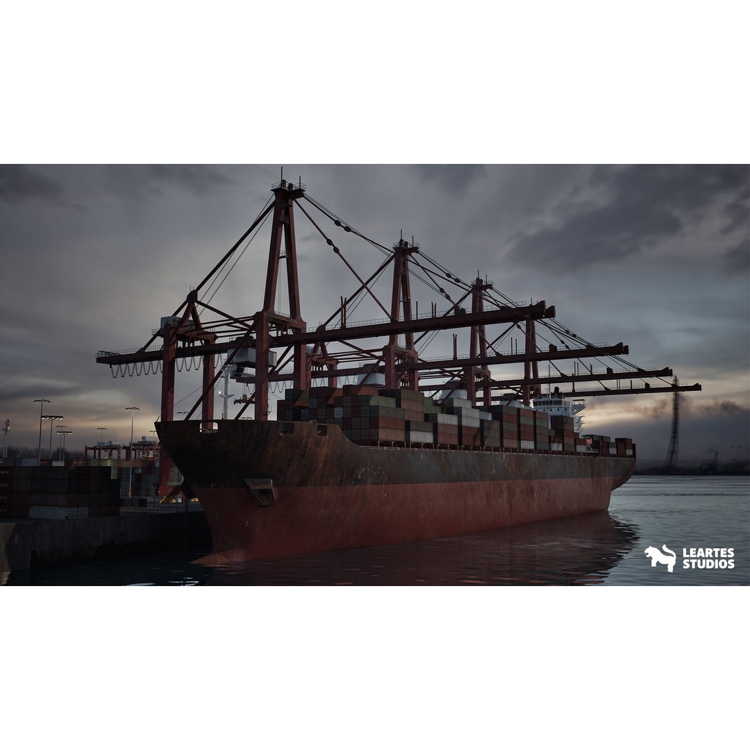 Container Port 3D Model – Low Poly Game Asset, FBX, PBR, 522 Meshes - View 13
