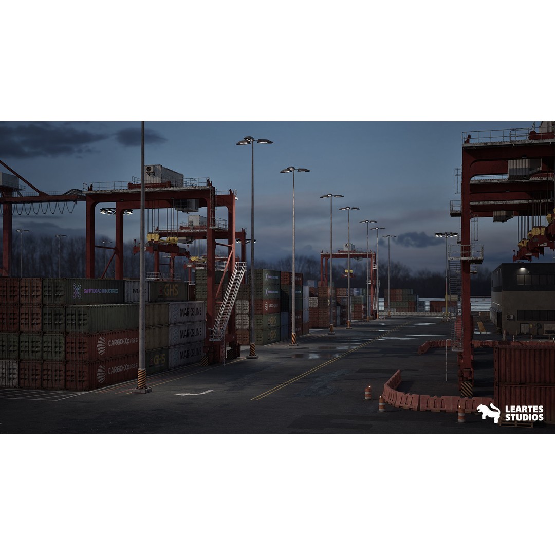 Container Port 3D Model – Low Poly Game Asset, FBX, PBR, 522 Meshes - View 15