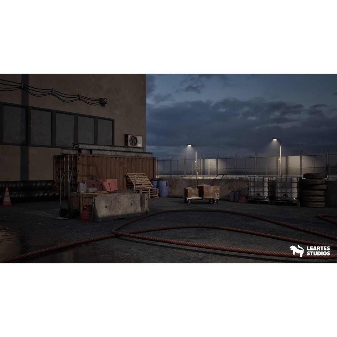 Container Port 3D Model – Low Poly Game Asset, FBX, PBR, 522 Meshes - View 4