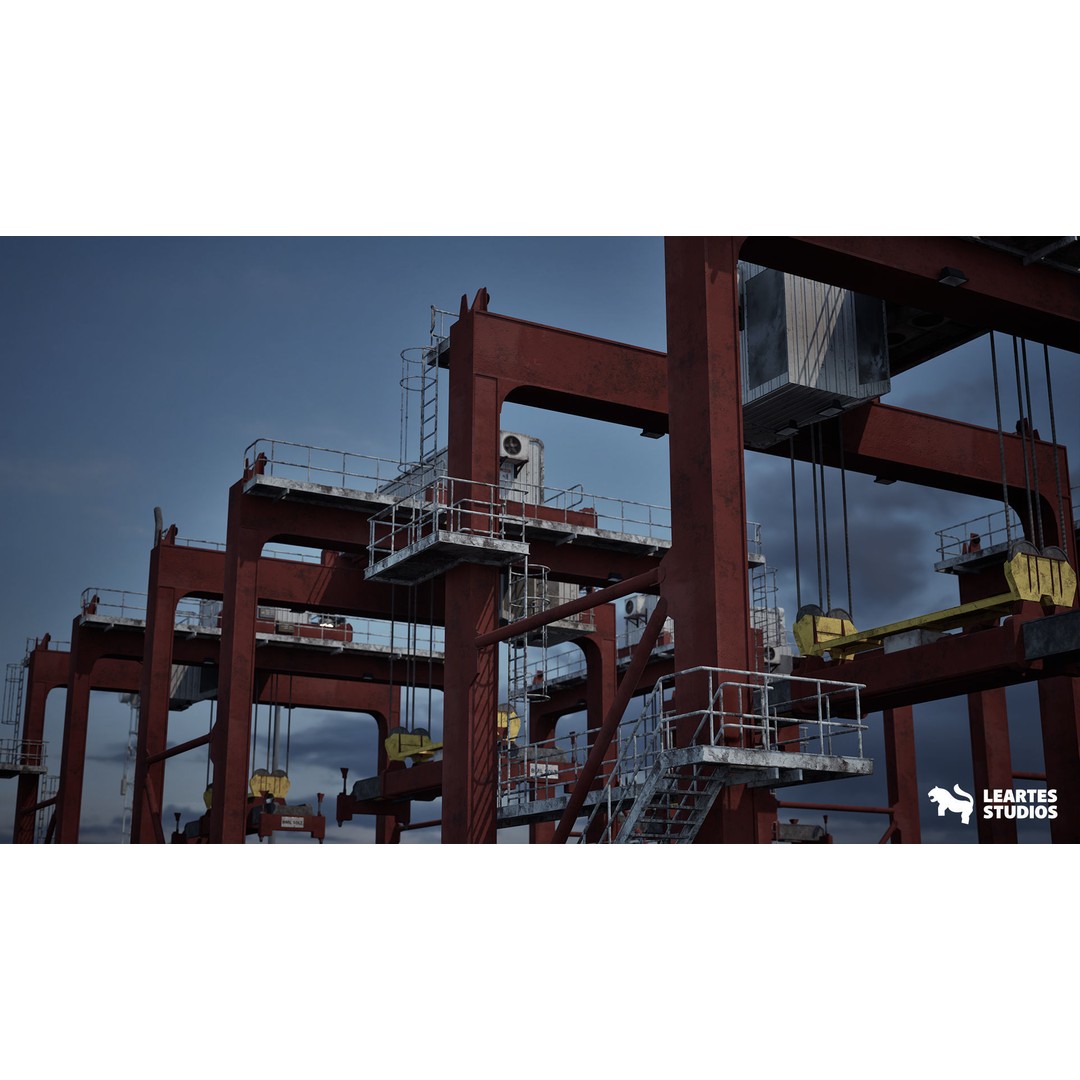 Container Port 3D Model – Low Poly Game Asset, FBX, PBR, 522 Meshes - View 9