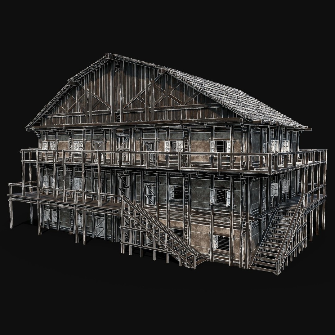 Medieval Tavern House 3D Model – Low Poly Game Asset, FBX & OBJ - View 13