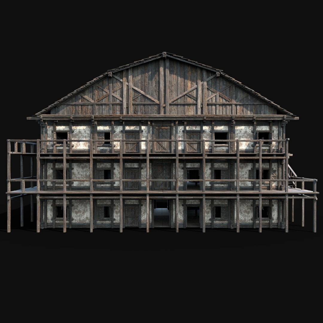 Medieval Tavern House 3D Model – Low Poly Game Asset, FBX & OBJ - View 5