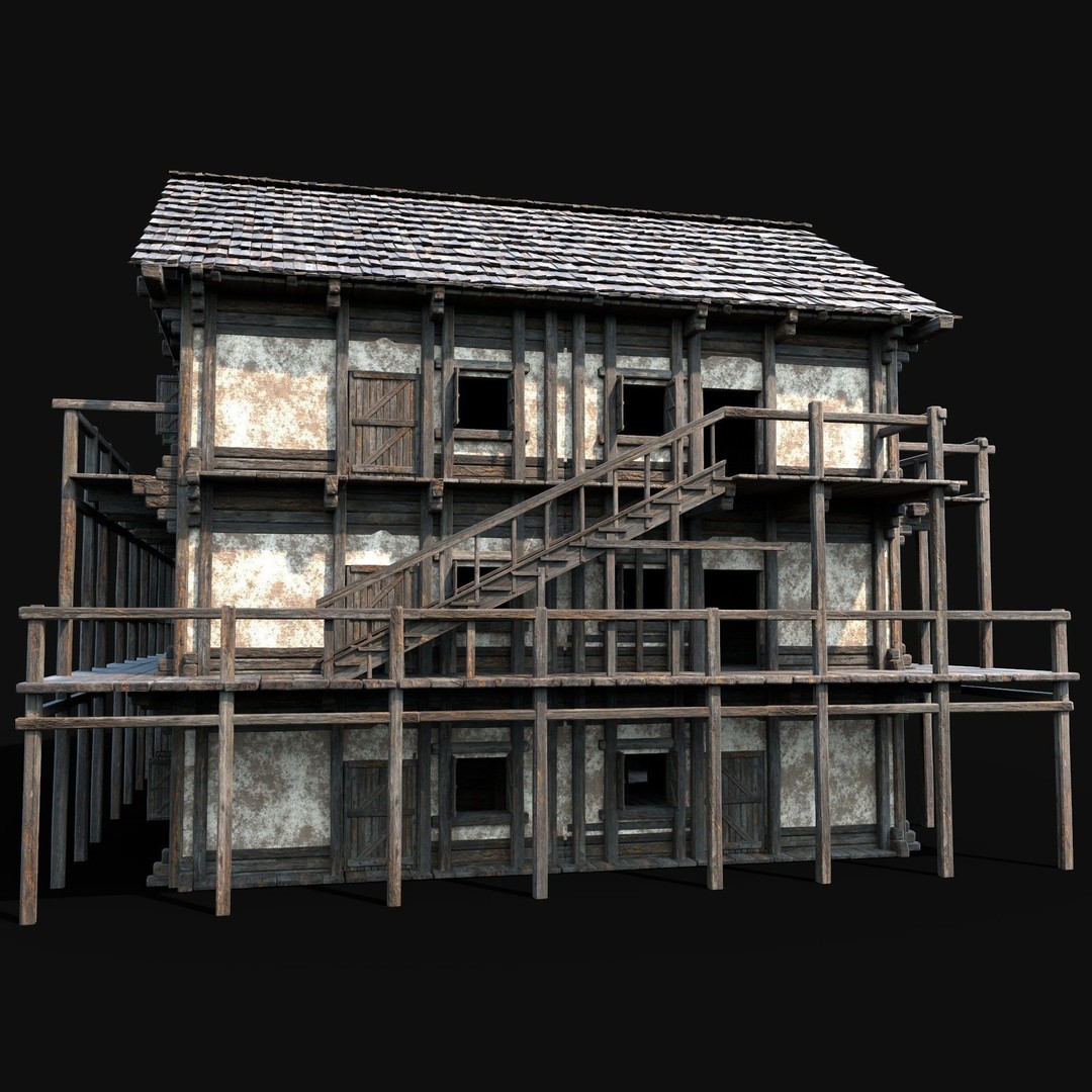 Medieval Tavern House 3D Model – Low Poly Game Asset, FBX & OBJ - View 7