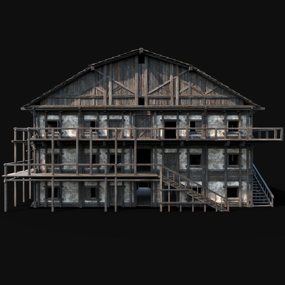Medieval Tavern House 3D Model – Low Poly Game Asset, FBX & OBJ - View 9