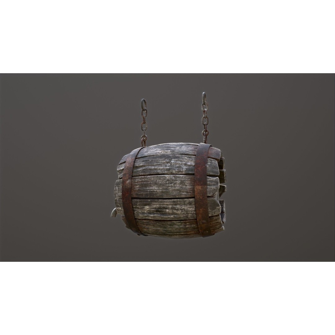 Vintage Beer Barrel Sign 3D Model – Low Poly Game Asset, FBX - View 30
