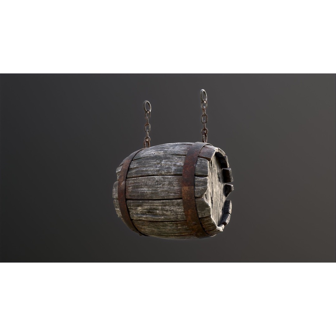 Vintage Beer Barrel Sign 3D Model – Low Poly Game Asset, FBX - View 31