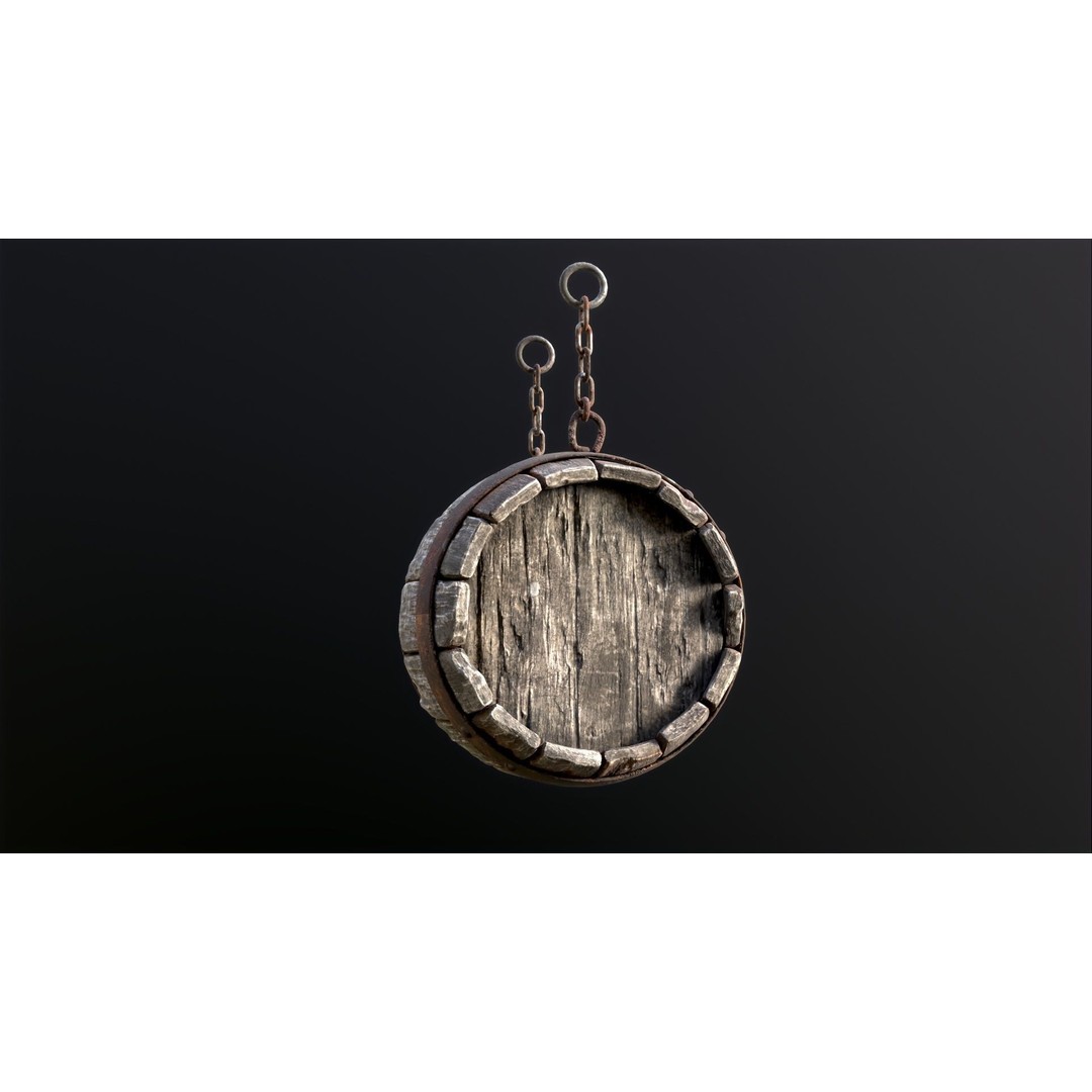 Vintage Beer Barrel Sign 3D Model – Low Poly Game Asset, FBX - View 35