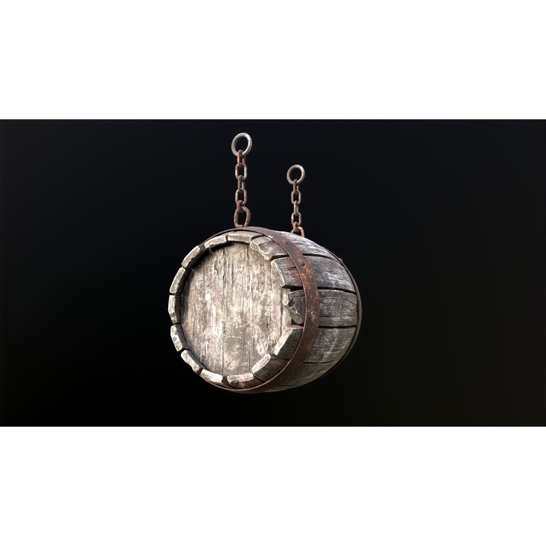Vintage Beer Barrel Sign 3D Model – Low Poly Game Asset, FBX - View 37