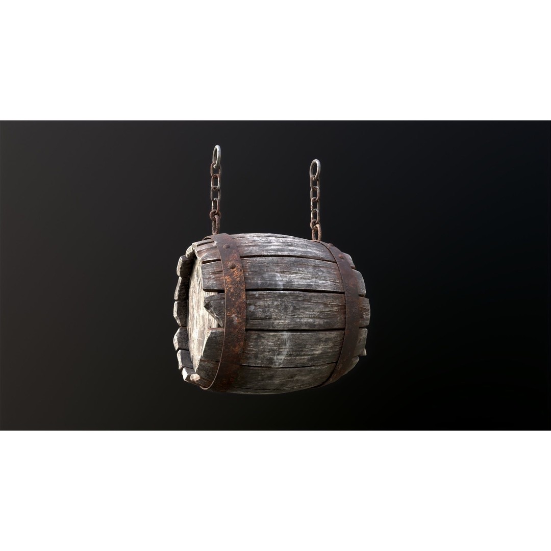 Vintage Beer Barrel Sign 3D Model – Low Poly Game Asset, FBX - View 39