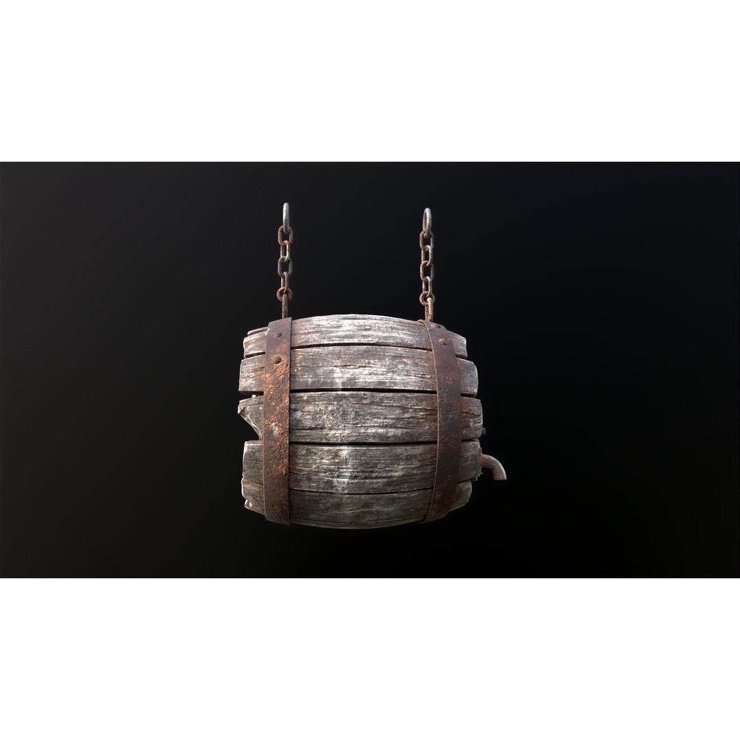 Vintage Beer Barrel Sign 3D Model – Low Poly Game Asset, FBX - View 40